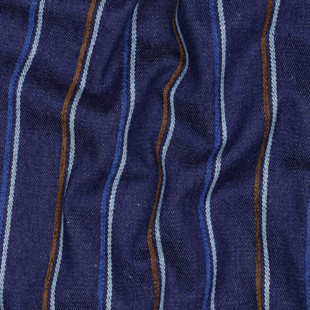 Denim strepen indigo/bruin