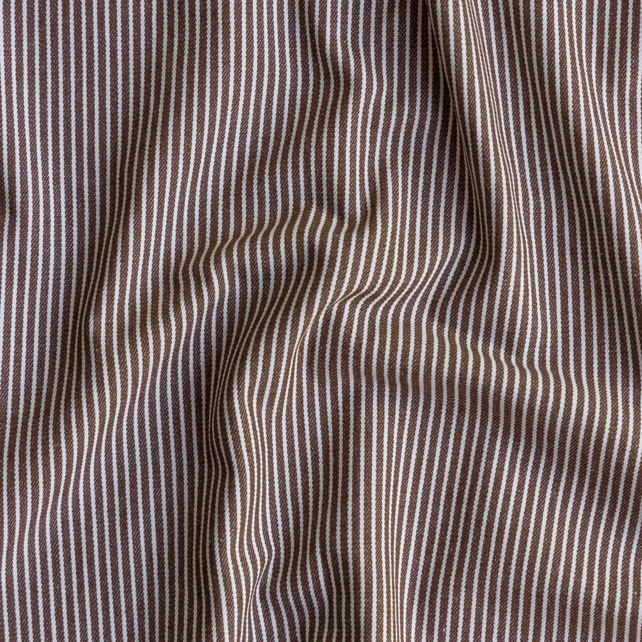 Denim yarn dyed strepen bruin