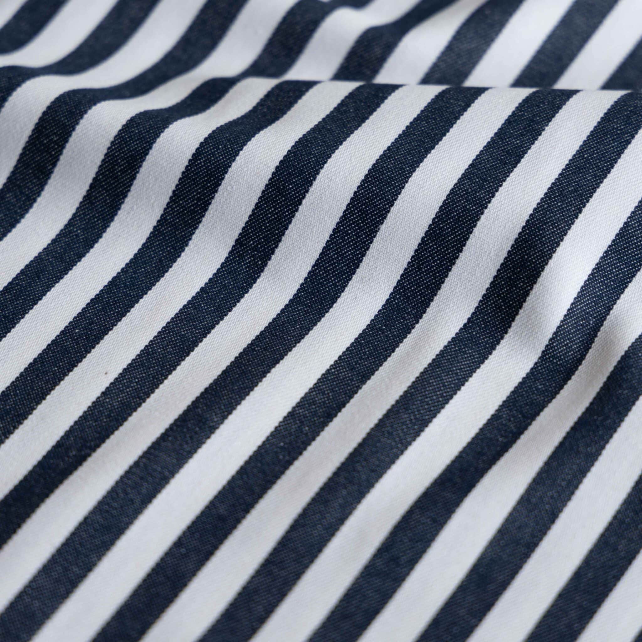 Denim yarn dyed strepen donkerblauw