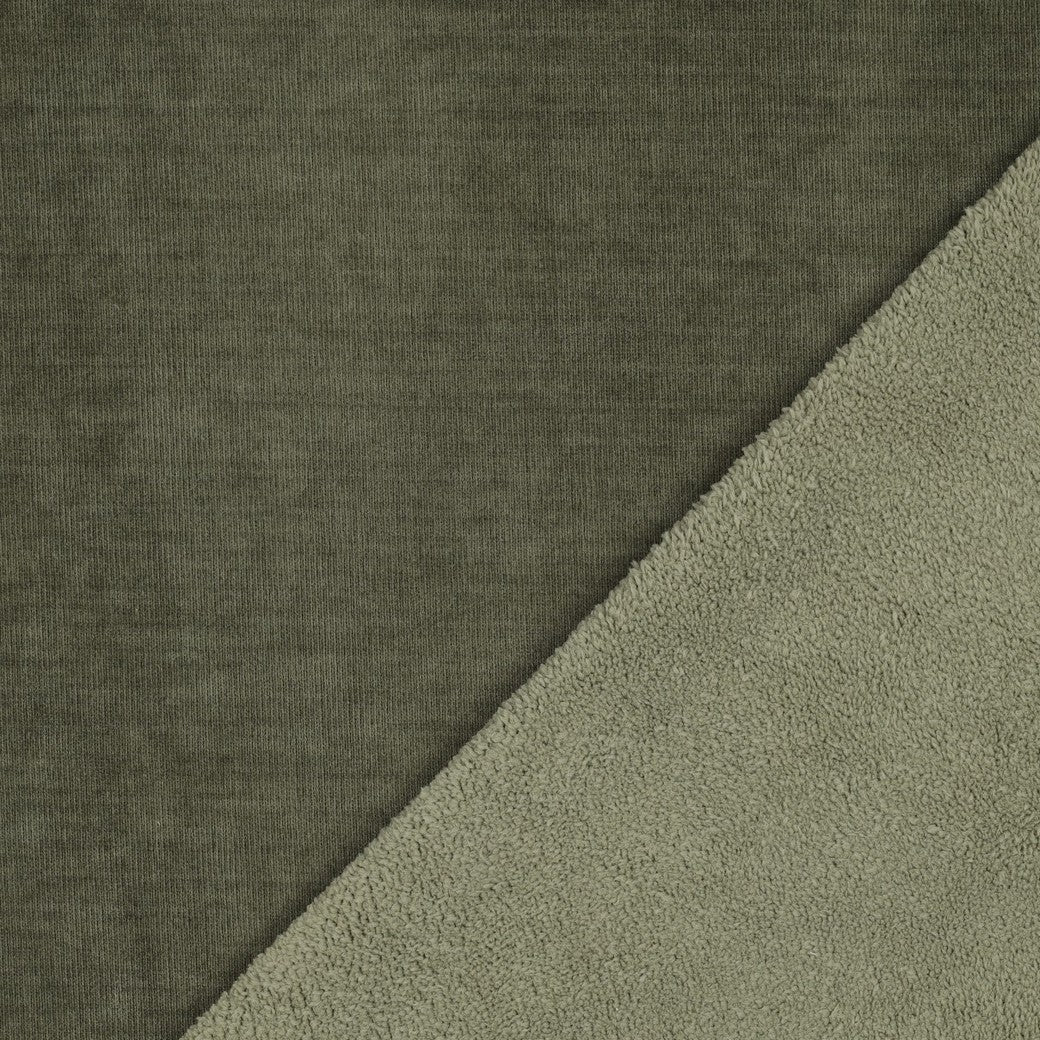 Double sided gebreide velours sherpa legergroen