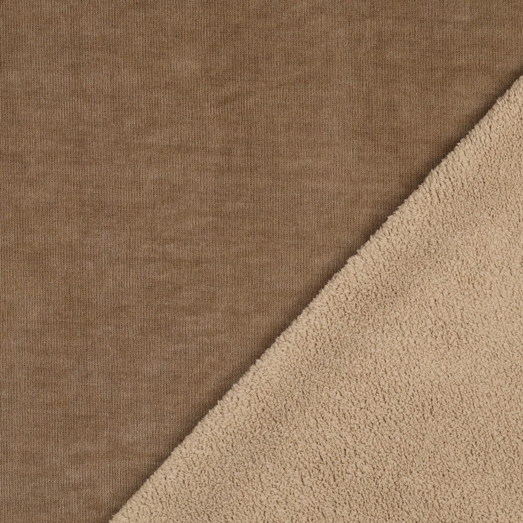 Double sided gebreide velours sherpa taupe