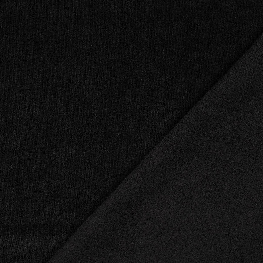 Double sided gebreide velours sherpa zwart