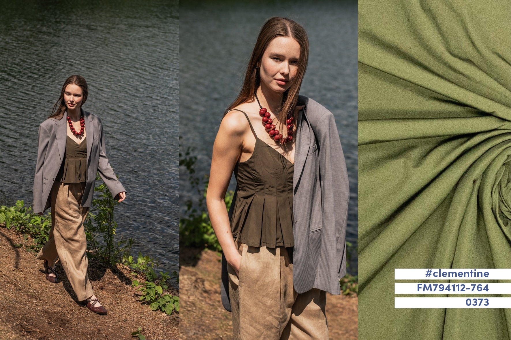 Fibre Mood - Polyester/katoen trench water resistand groen