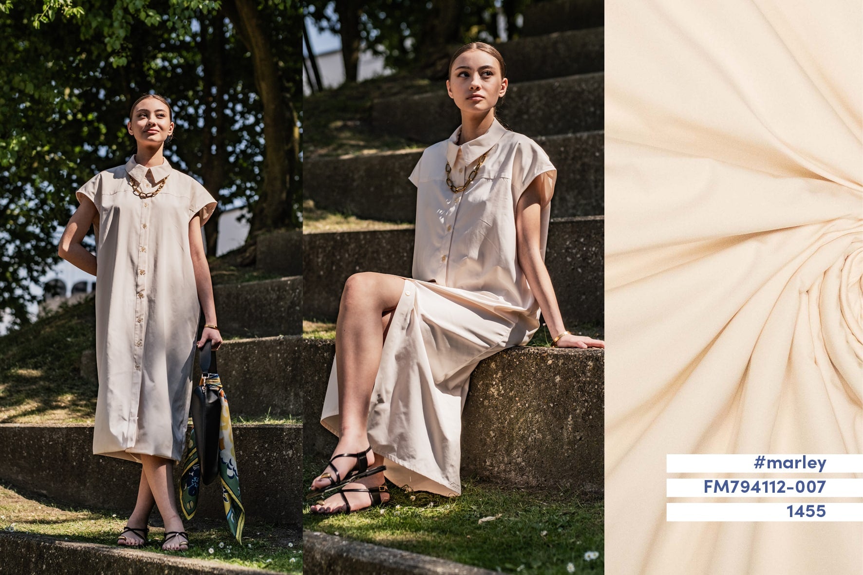 Fibre Mood - Polyester/katoen trench water resistand offfwhite