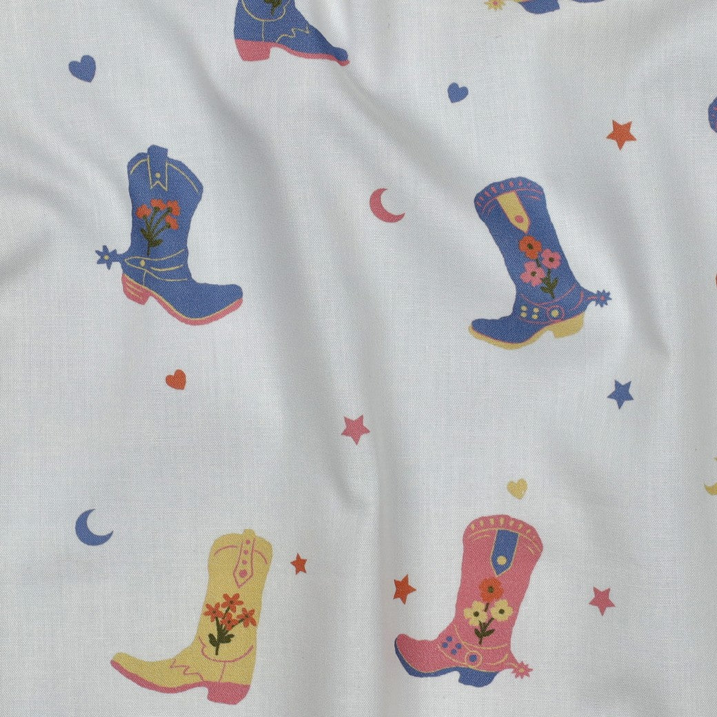 Fine poplin cowboylaarzen wit