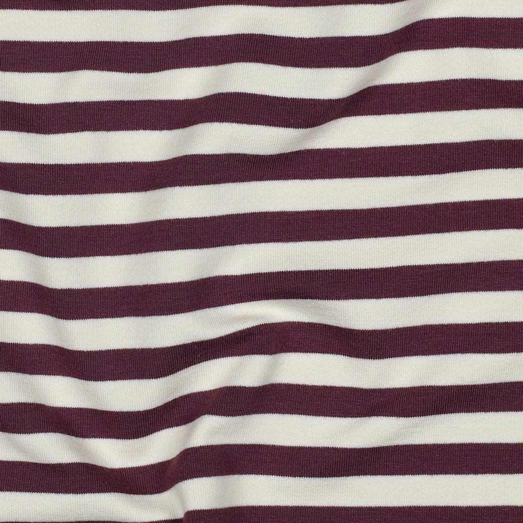 French terry yarn dyed strepen aubergine