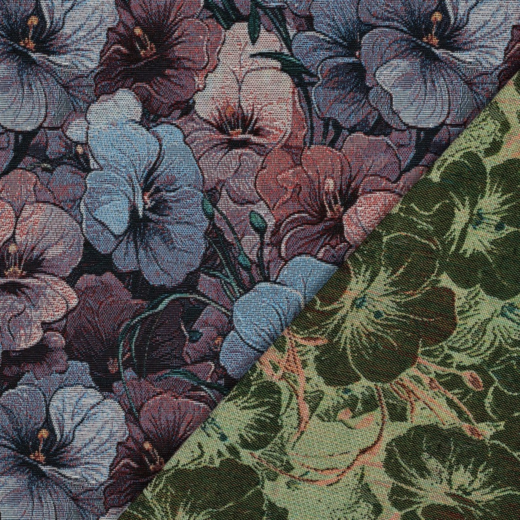 Gobelin bloemen blauw
