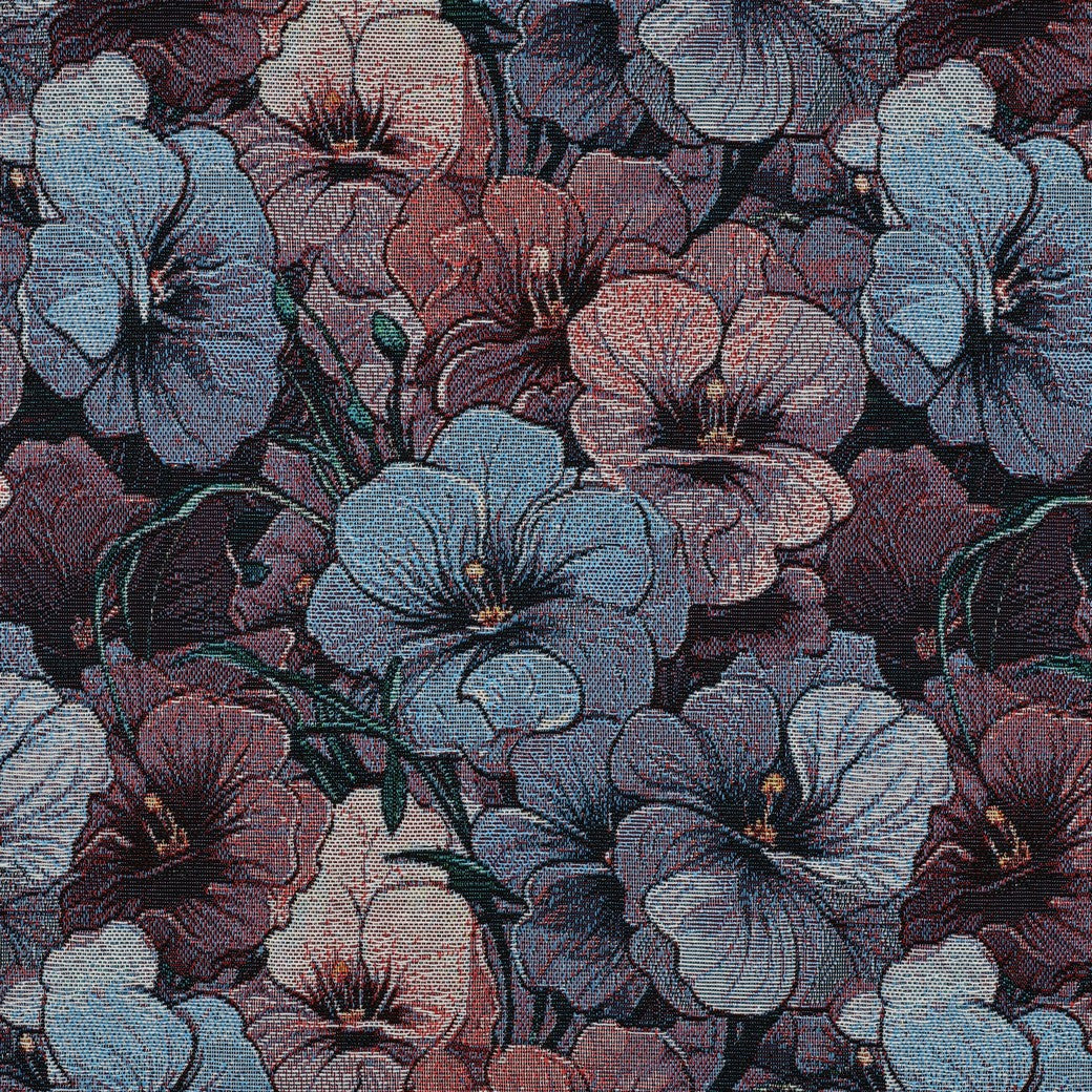 Gobelin bloemen blauw