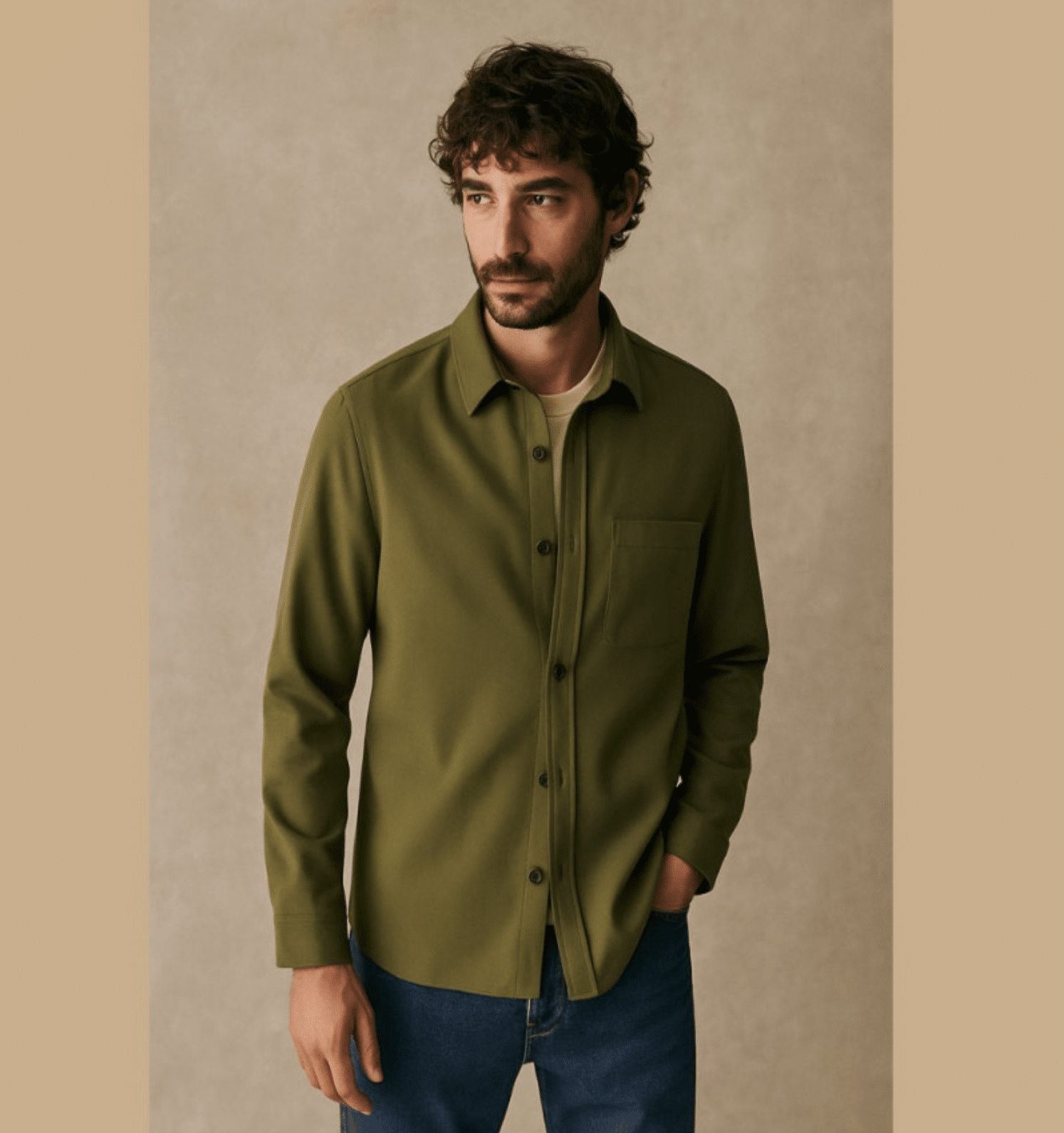 Heavy viscose twill olijfgroen
