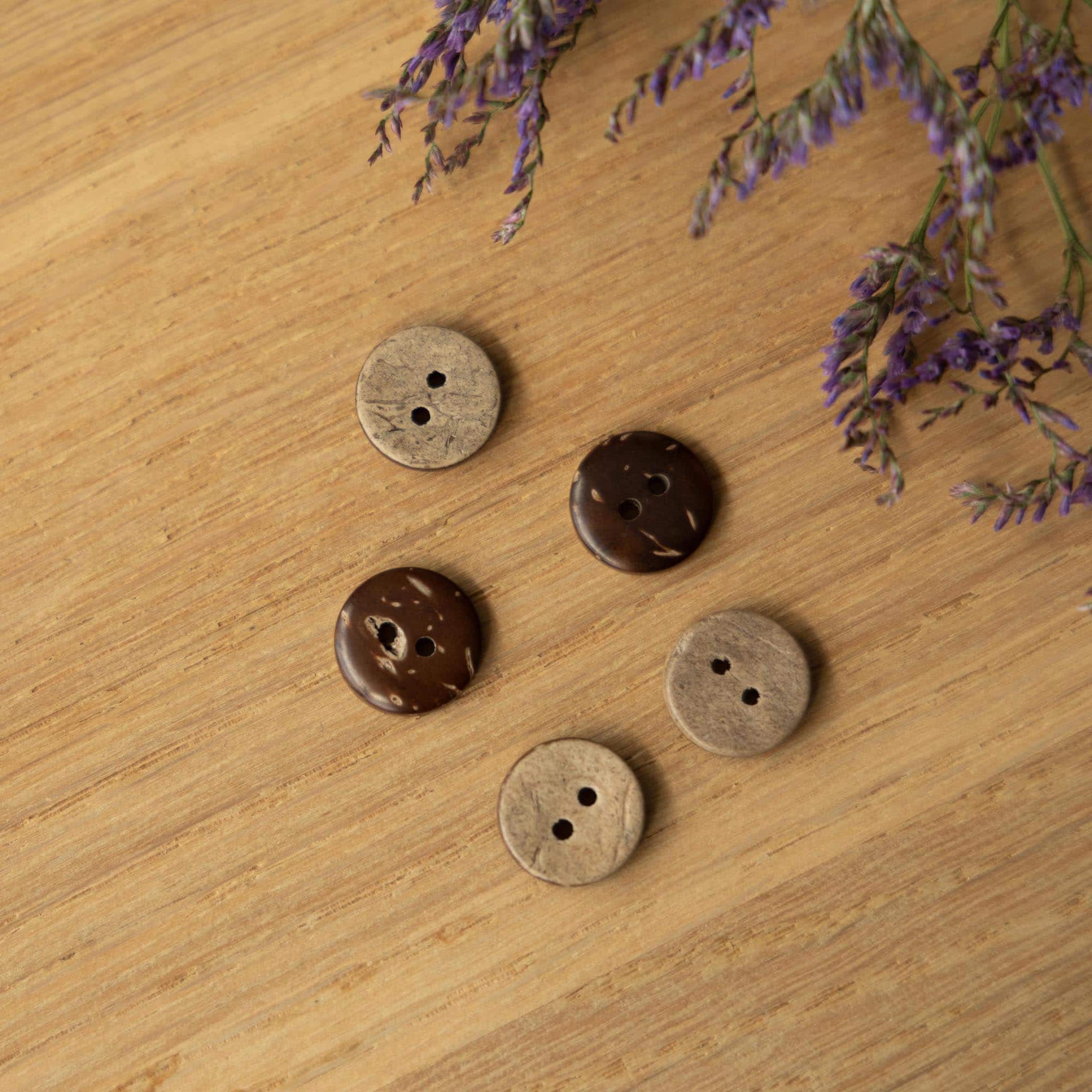 Houten knoop (donker)bruin 15mm