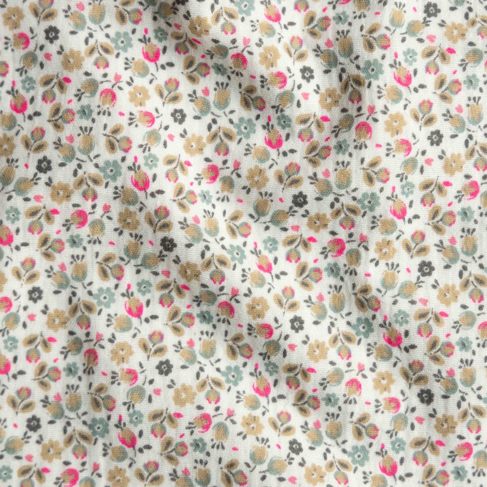 Hydrofiel bloemen offwhite/neon roze