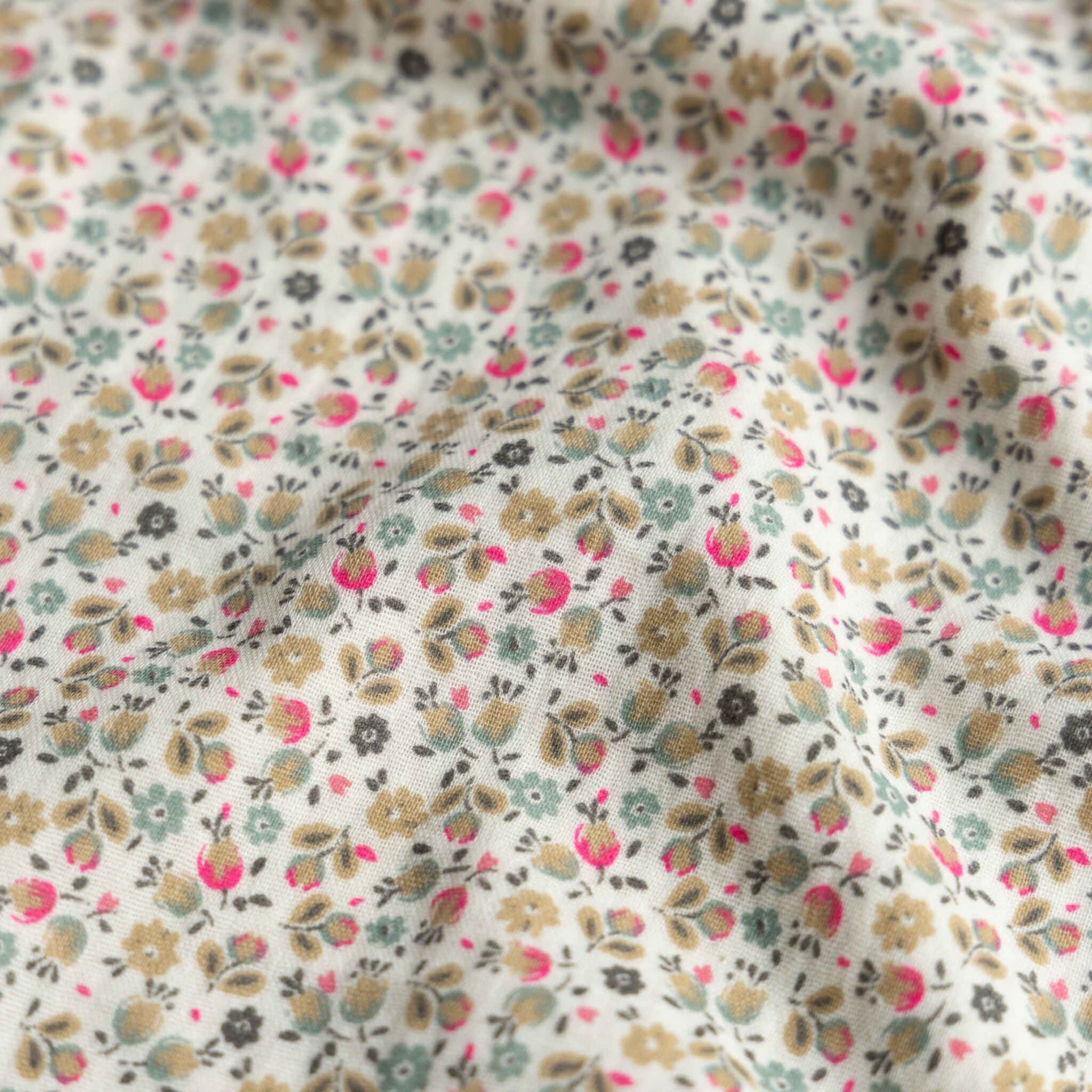 Hydrofiel bloemen offwhite/neon roze