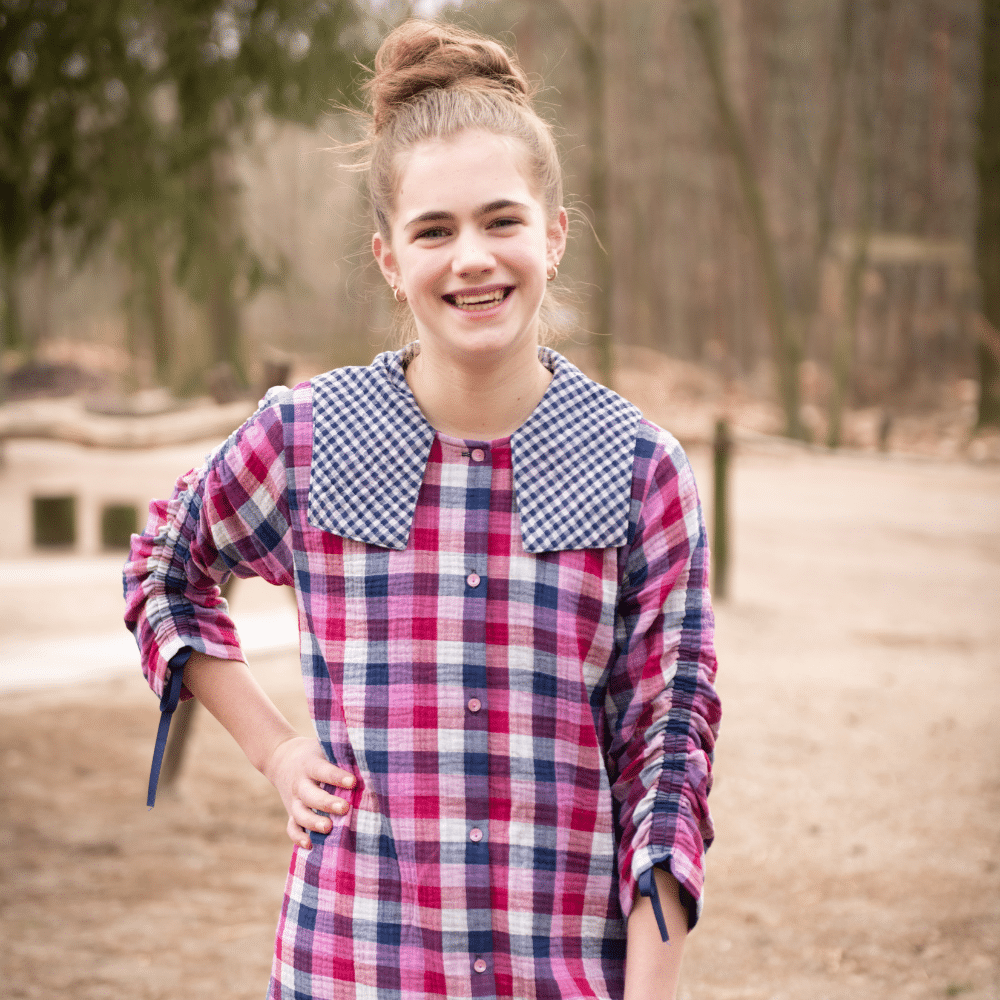 Hydrofiel double sided checks lila/navy