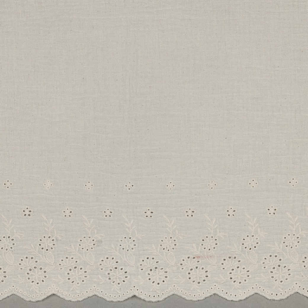 Hydrofiel eenzijdige broderierand naturel
