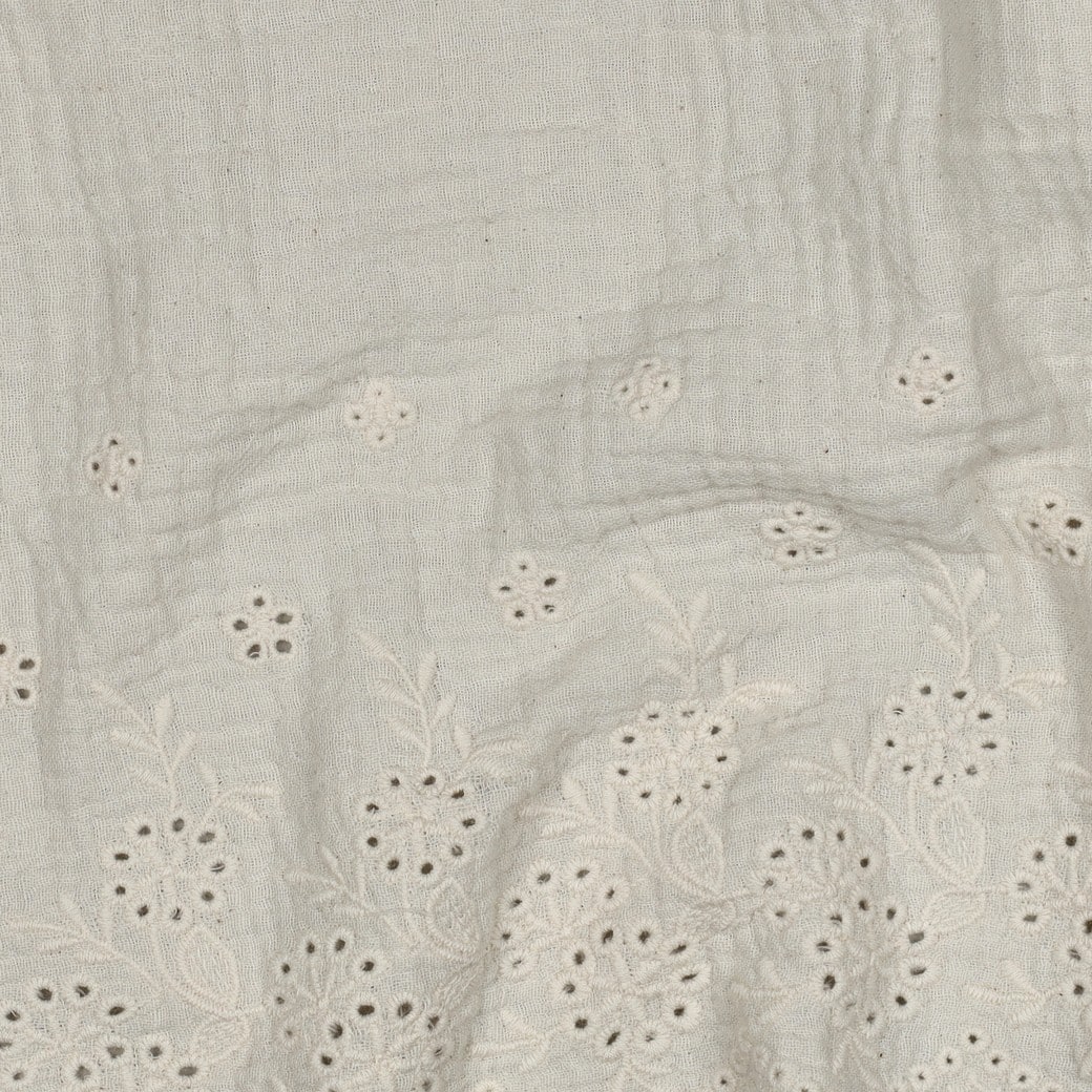 Hydrofiel eenzijdige broderierand naturel