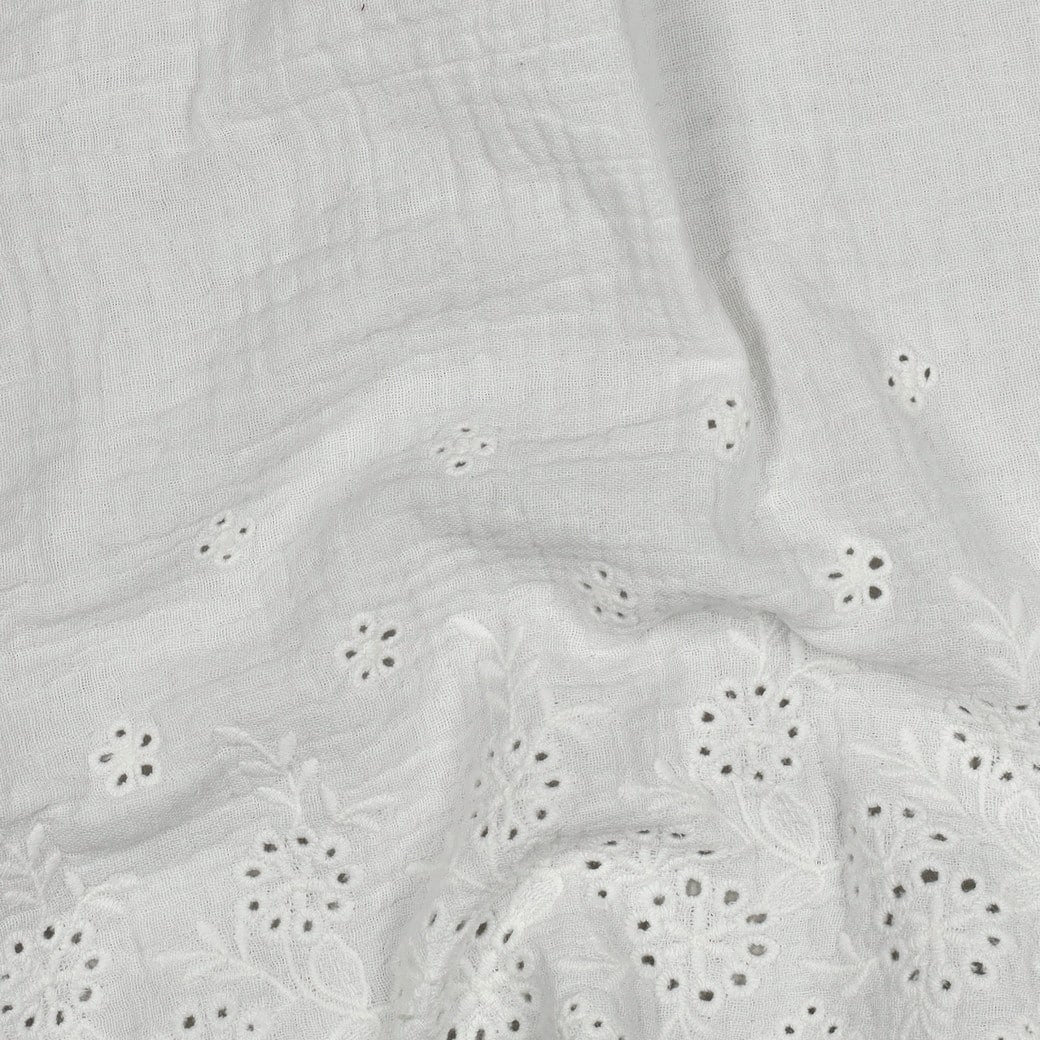 Hydrofiel eenzijdige broderierand wit