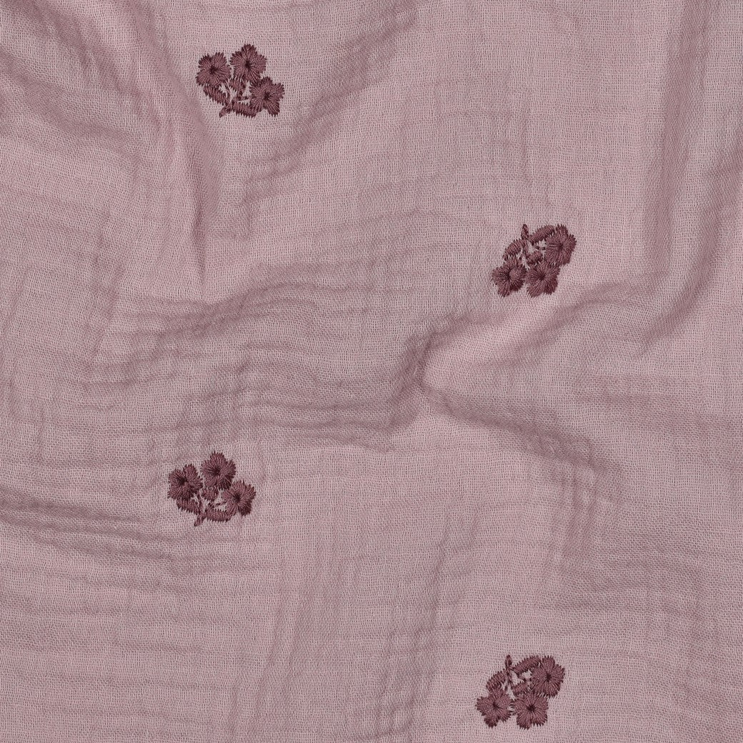 Hydrofiel geborduurde bloemen mauve