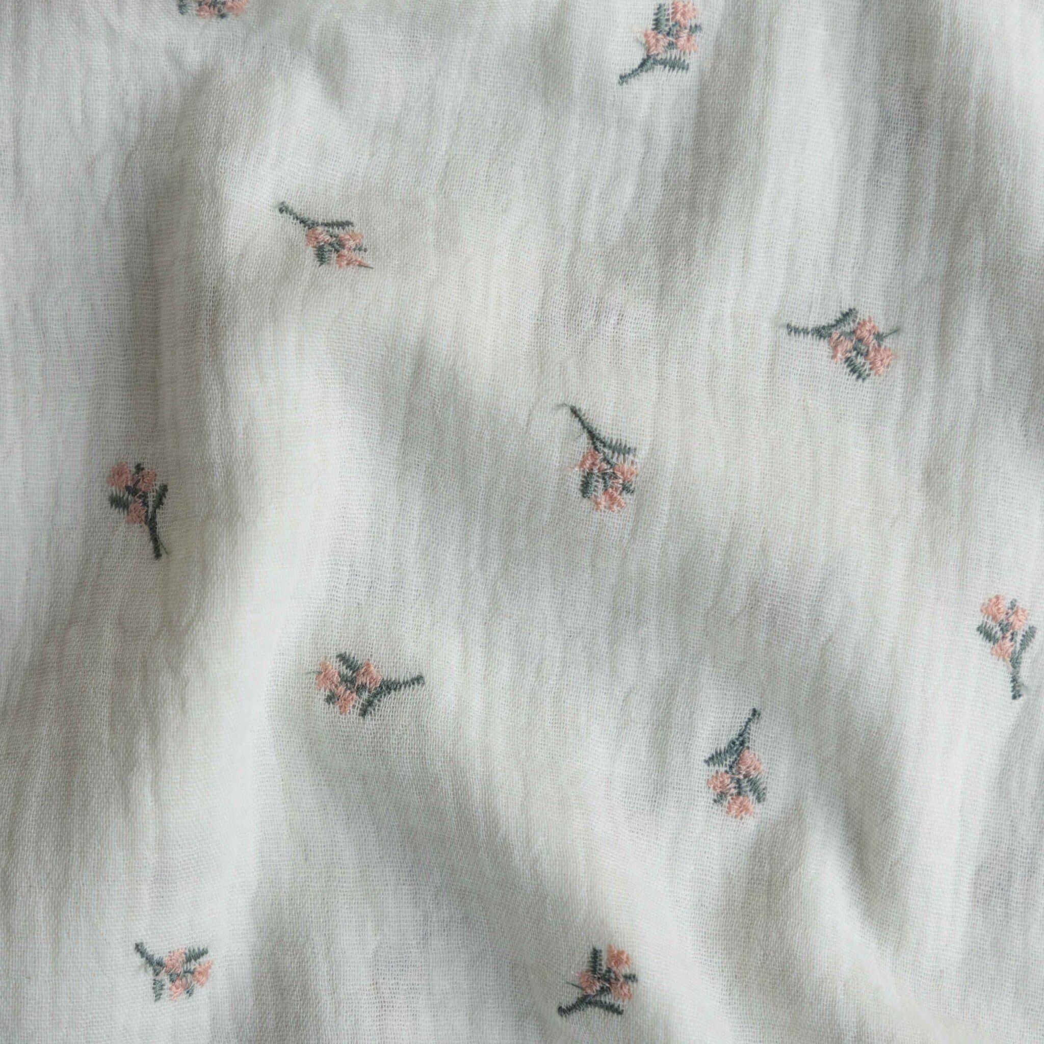 Hydrofiel kleine geborduurde bloemen offwhite