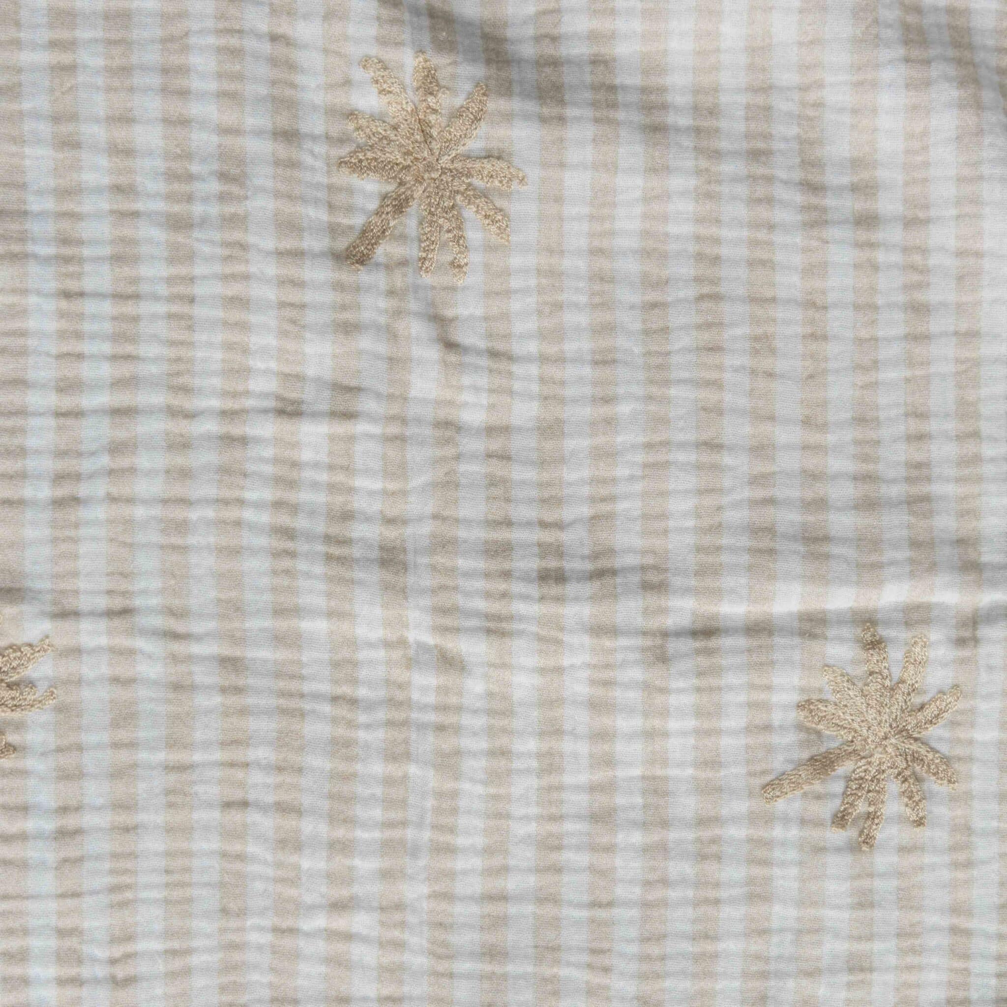Hydrofiel strepen geborduurde palmen beige/offwhite