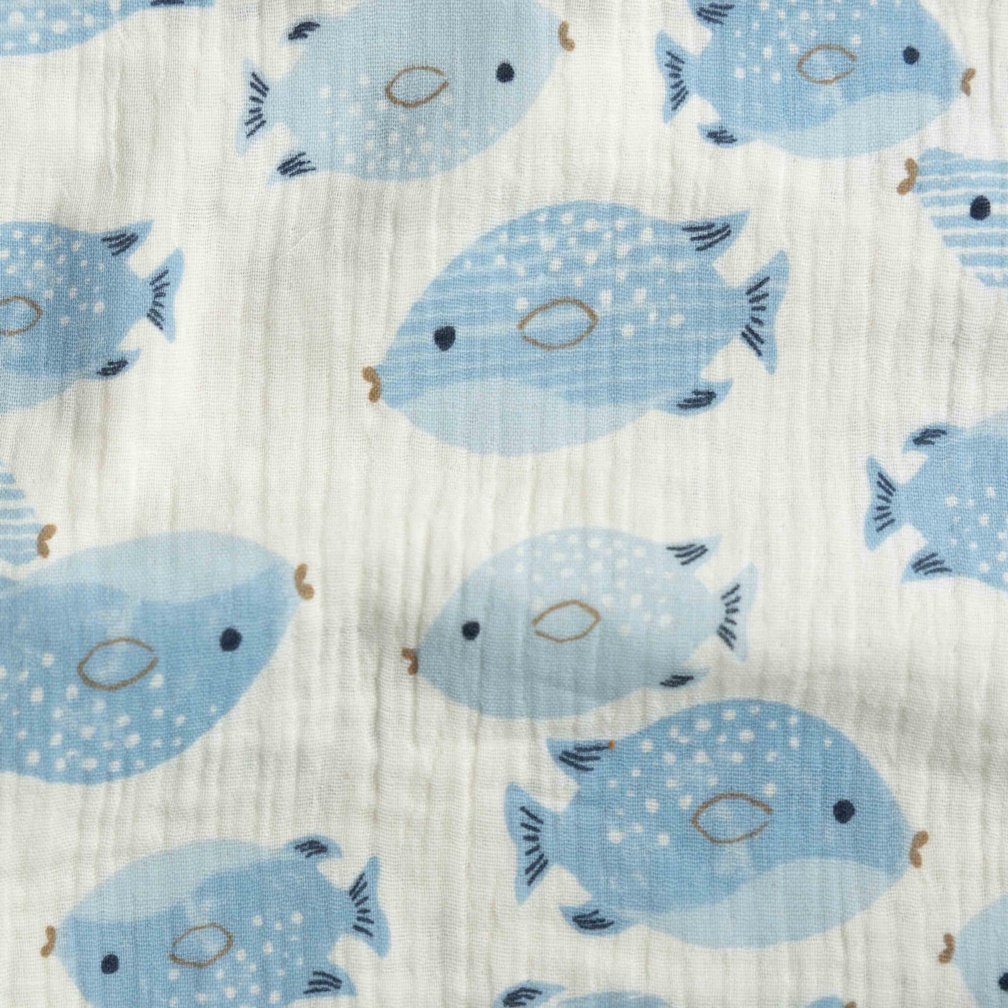 Hydrofiel vissen offwhite/blauw