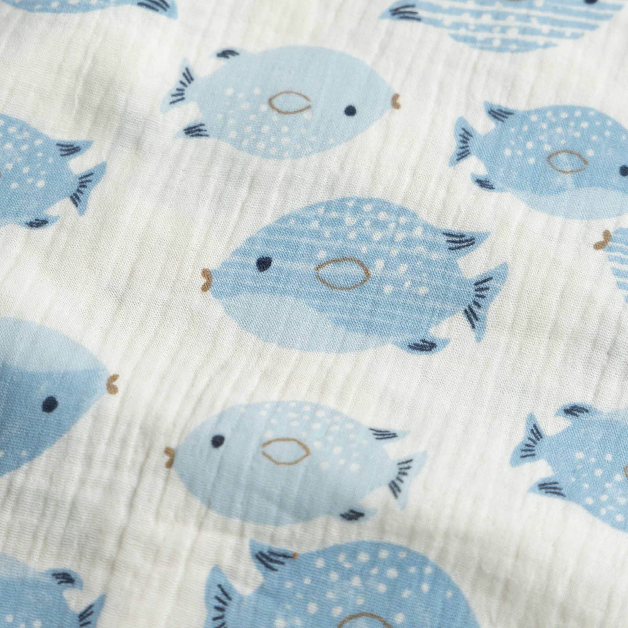 Hydrofiel vissen offwhite/blauw