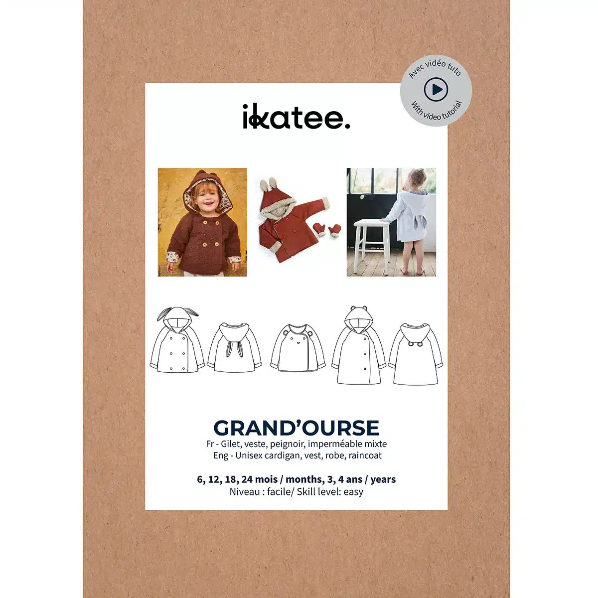 Ikatee - Grand'ourse jasje kids (papieren patroon)
