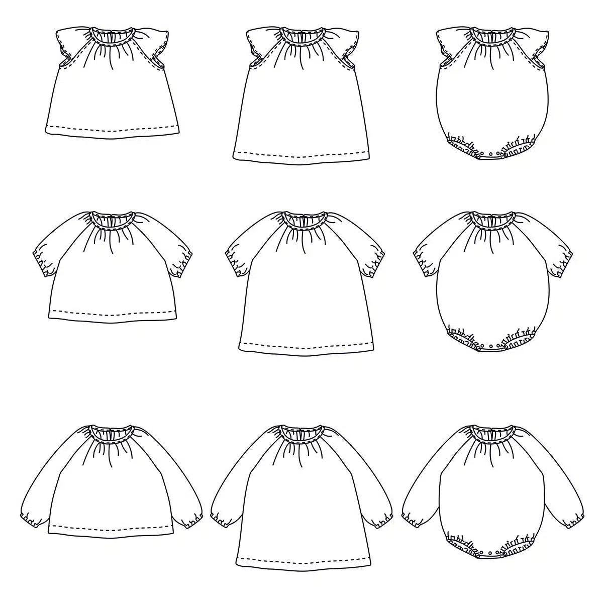 Ikatee - Hanoï blouse/jurk/romper 1M-4 jaar (papieren patroon)