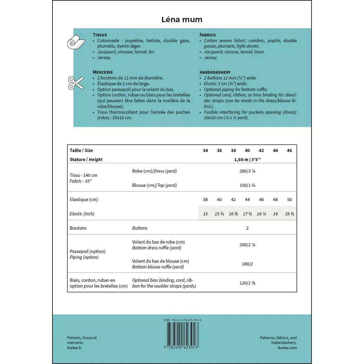 Ikatee - Lena jurk/blouse dames (papieren patroon)
