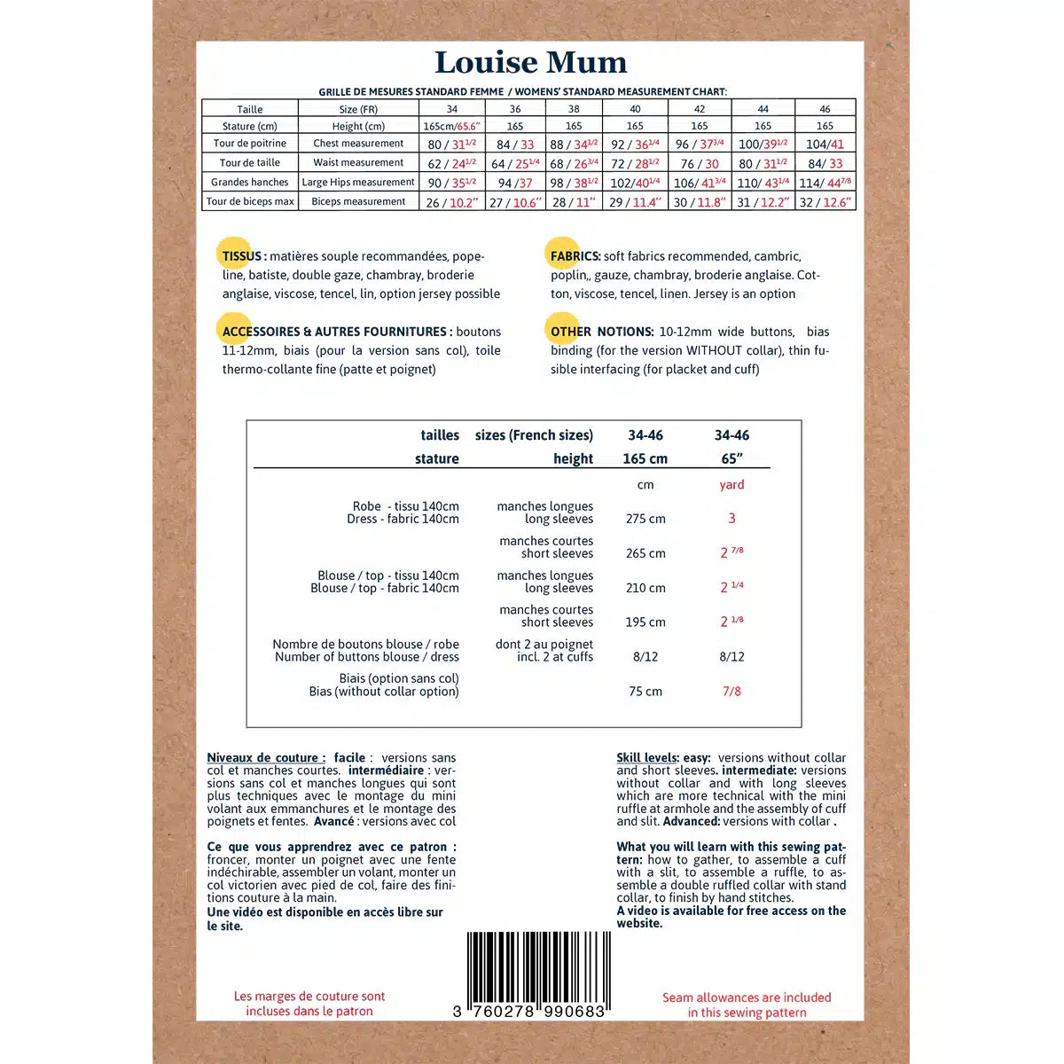 Ikatee - Louise blouse/jurk dames (papieren patroon)