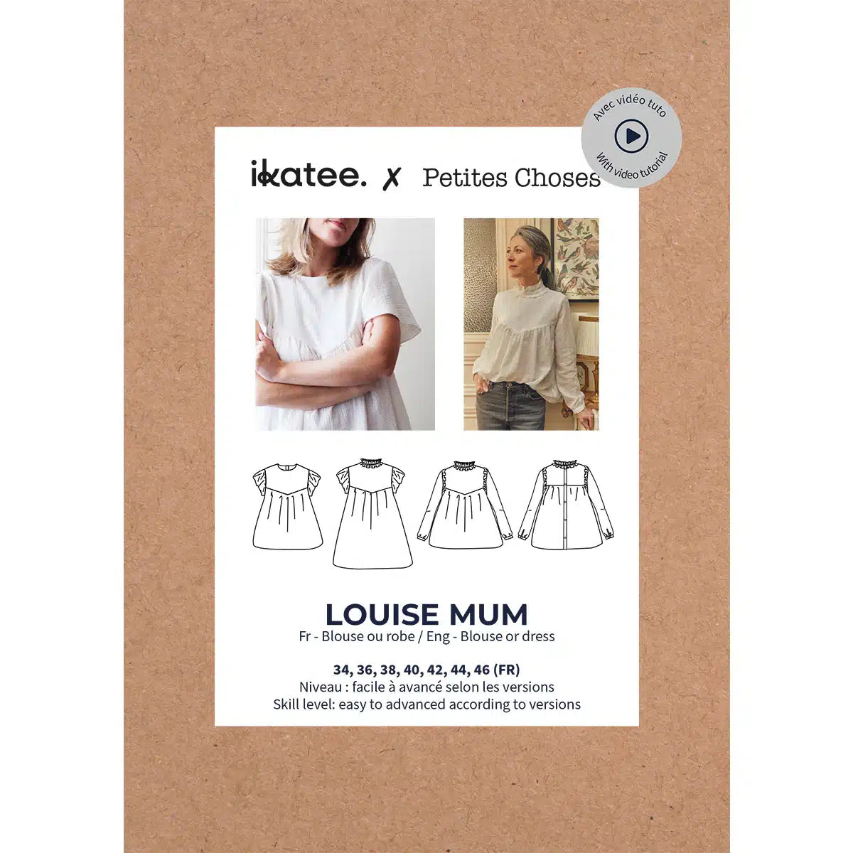Ikatee - Louise blouse/jurk dames (papieren patroon)