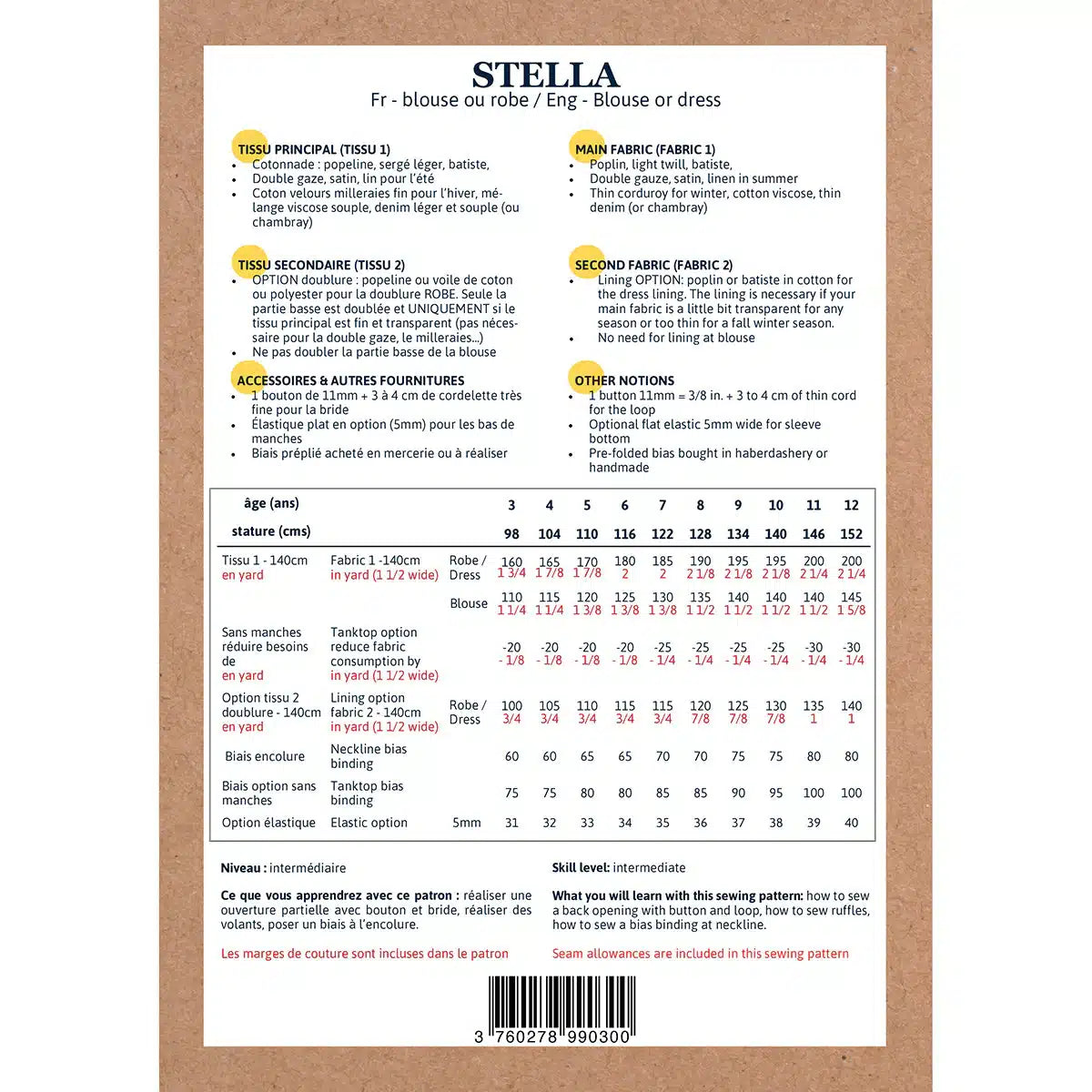 Ikatee - Stella blouse/jurk kids (papieren patroon)
