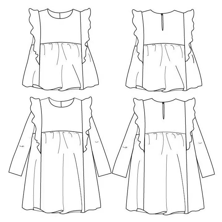 Ikatee - Stella blouse/jurk kids (papieren patroon)