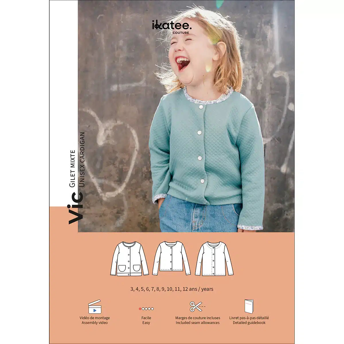 Ikatee - Vic vest &amp; jasje kids (papieren patroon)