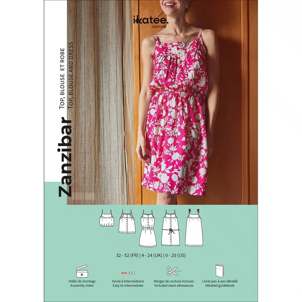 Ikatee - Zanzibar top &amp; jurk dames (papieren patroon)