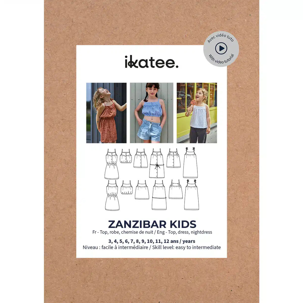 Ikatee - Zanzibar top &amp; jurk kids (papieren patroon)