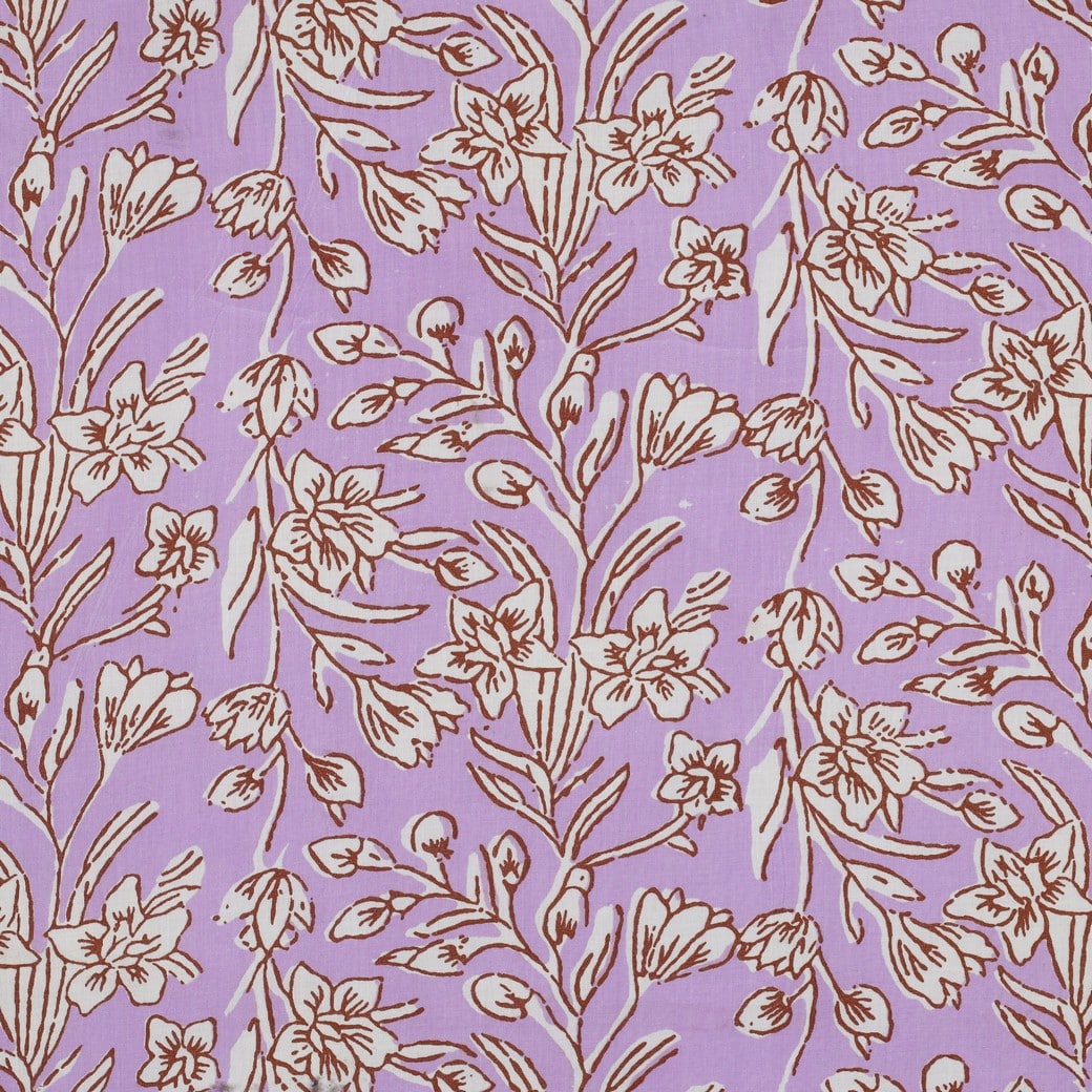 Indiase blockprint katoen bloemen lila