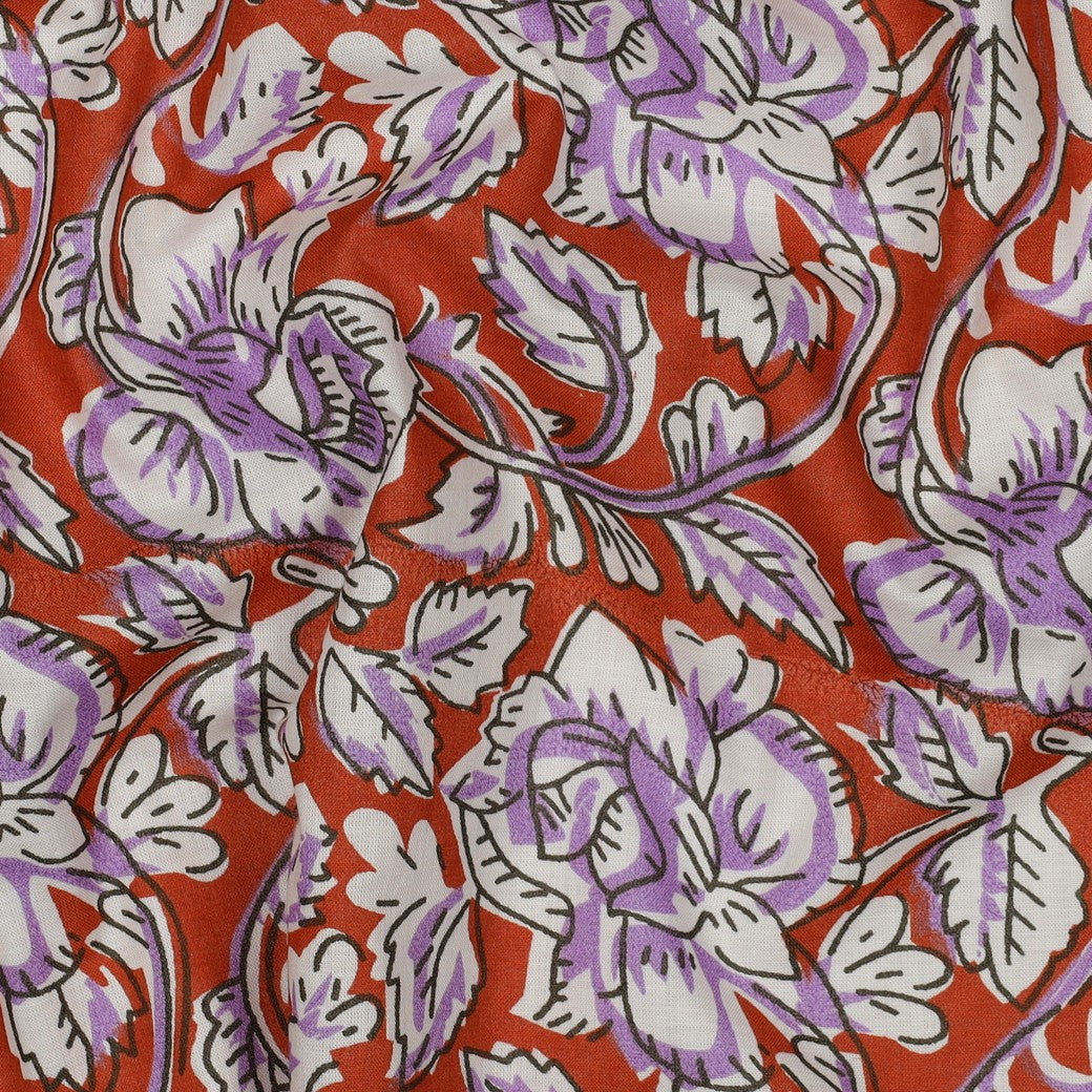 Indiase blockprint katoen bloemen terracotta