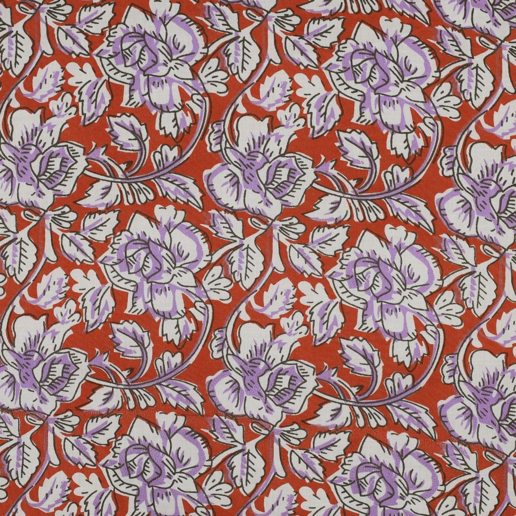 Indiase blockprint katoen bloemen terracotta