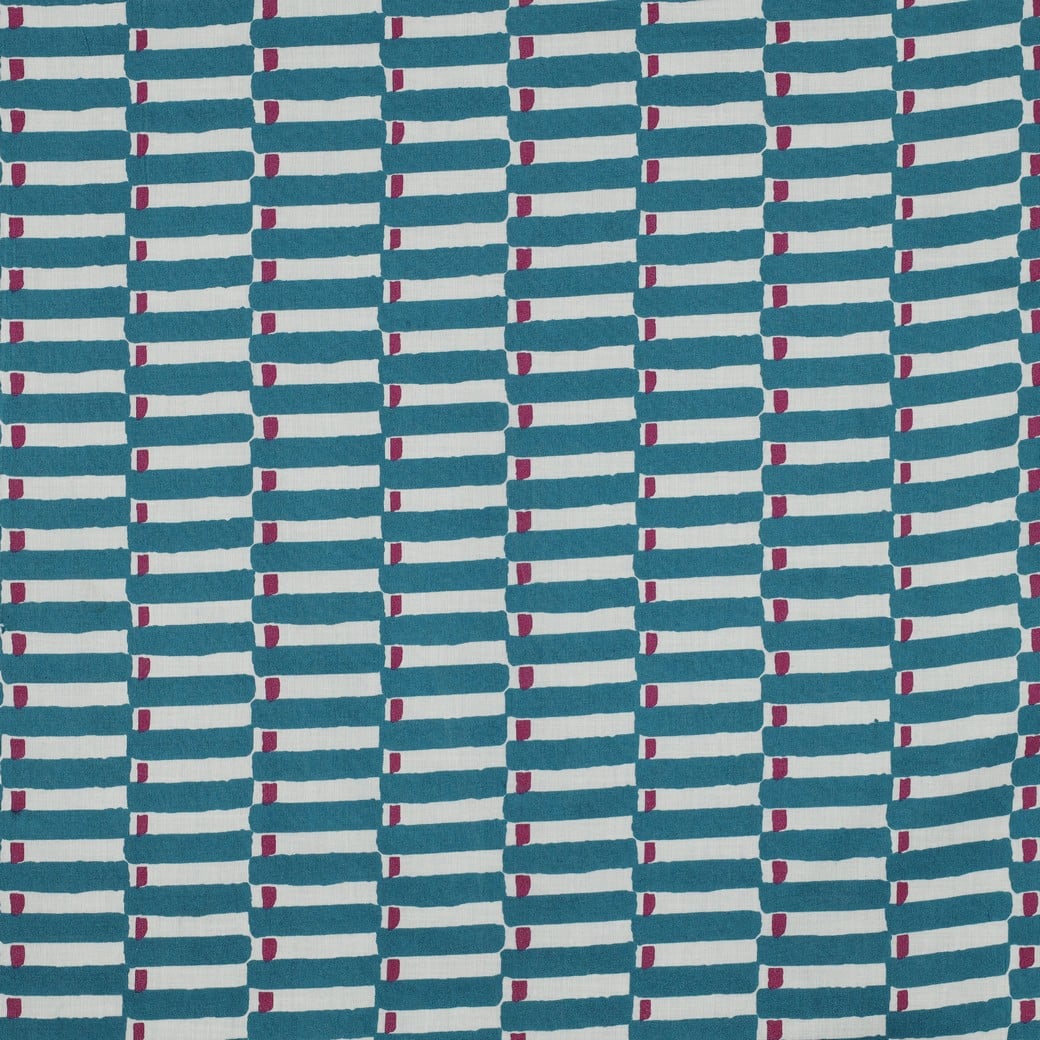 Indiase blockprint katoen geometrisch petrol