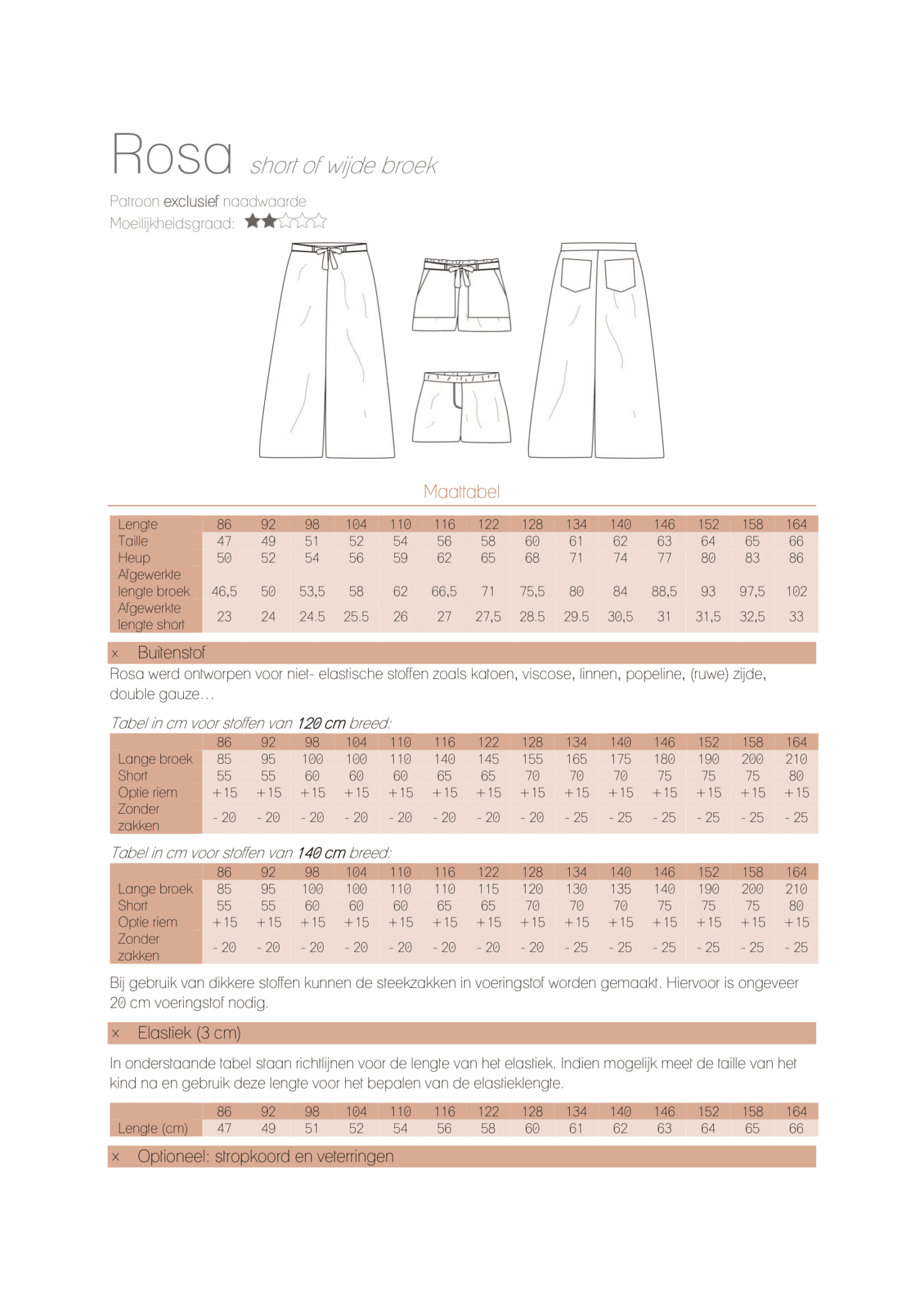 Iris May - Rosa short/broek kids (geprint met digitale handleiding)