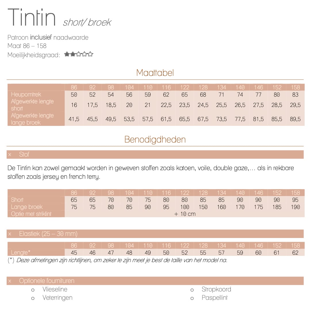 Iris May - Tintin short/broek (papieren patroon)