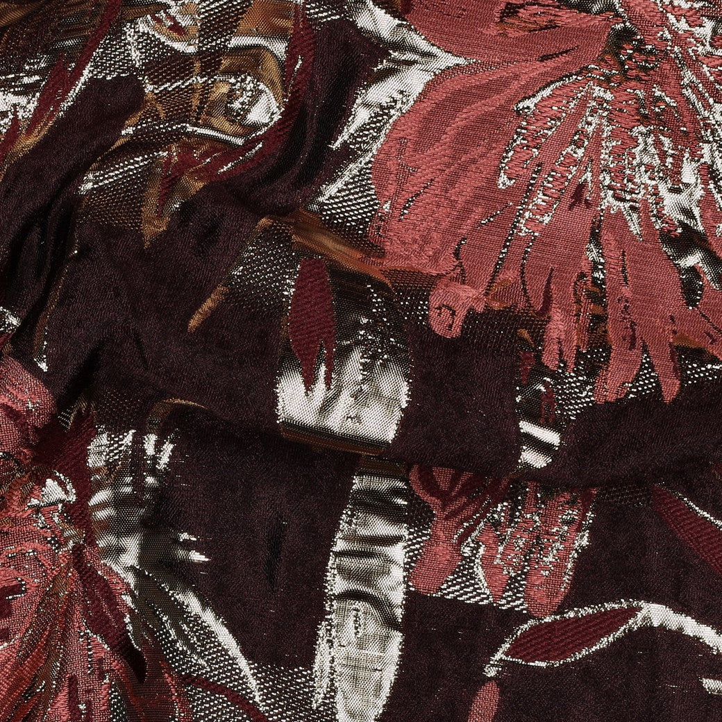Jacquard bloemen aubergine