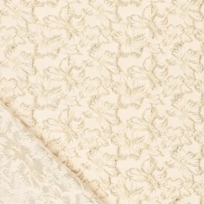 Jacquard camomile bloemen beige/goud