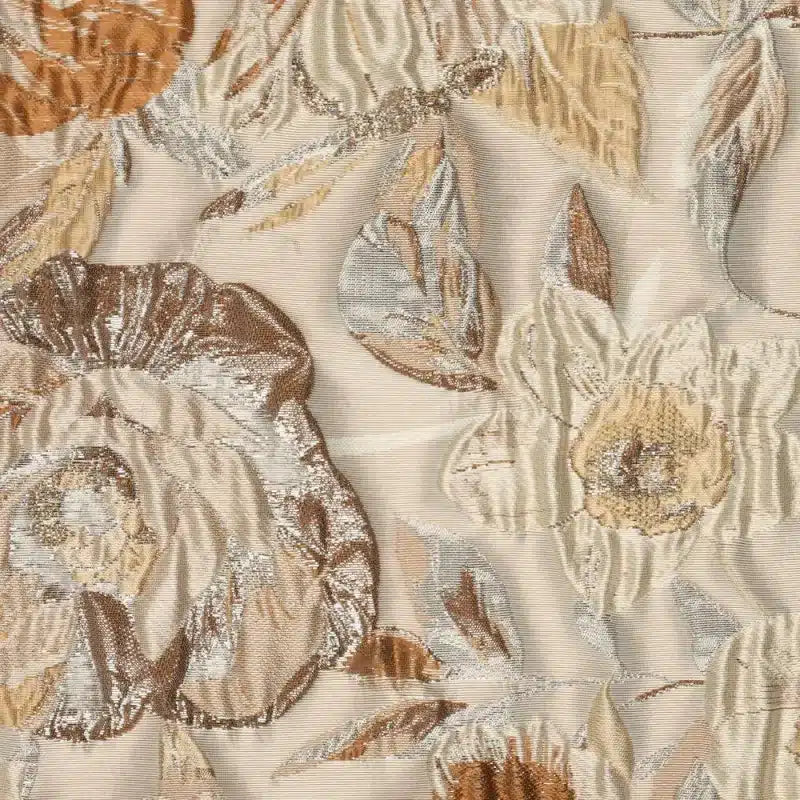 Jacquard liricio bloemen beige/bruin