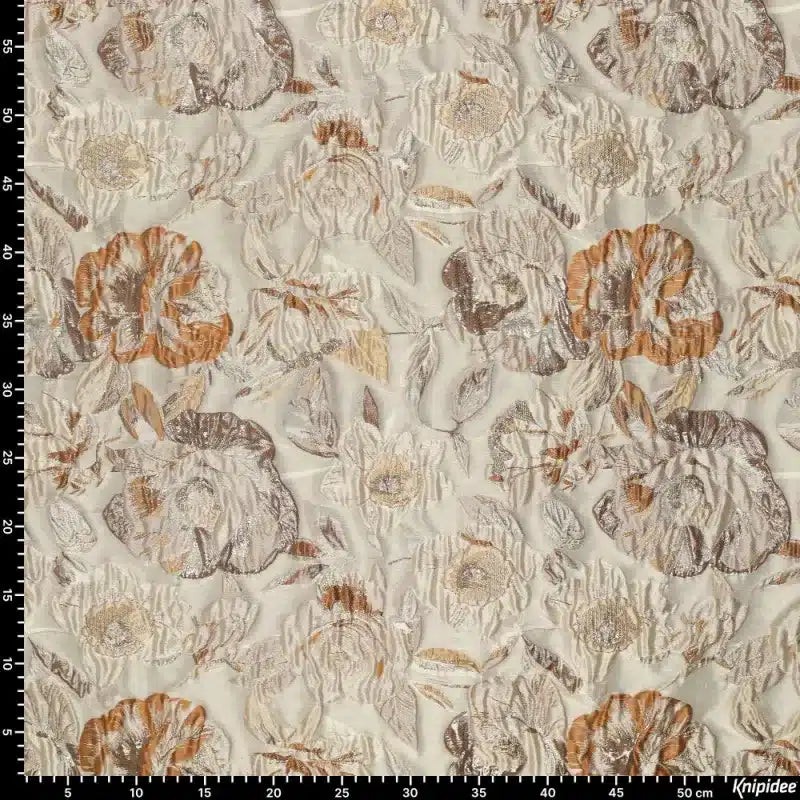 Jacquard liricio bloemen beige/bruin