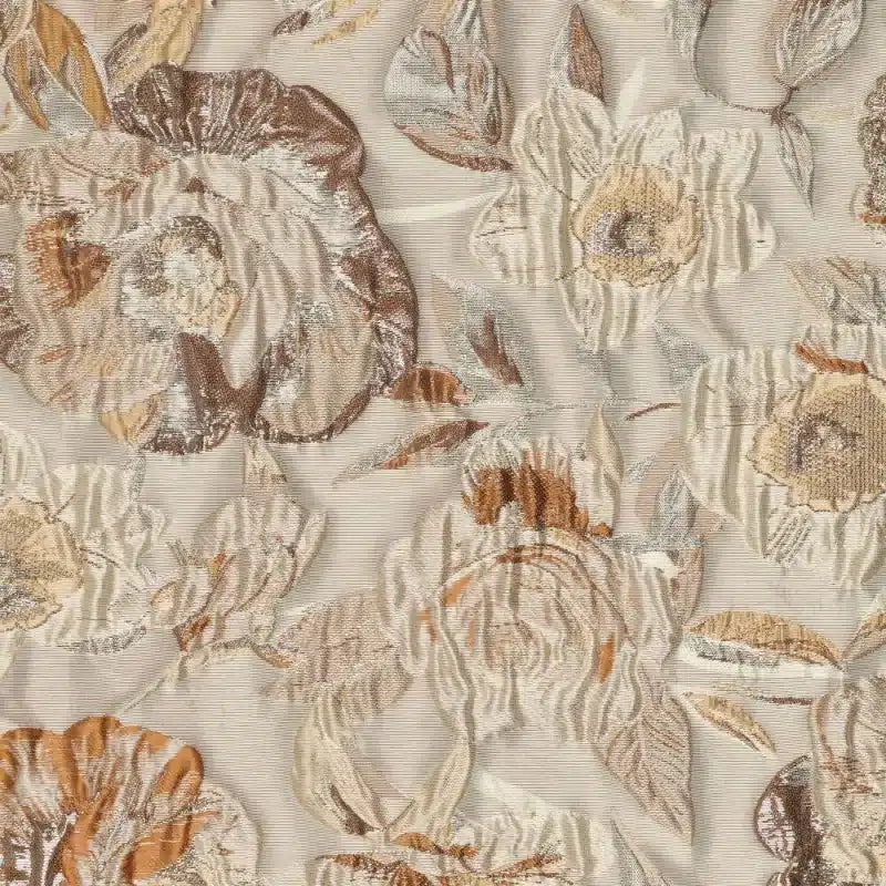 Jacquard liricio bloemen beige/bruin
