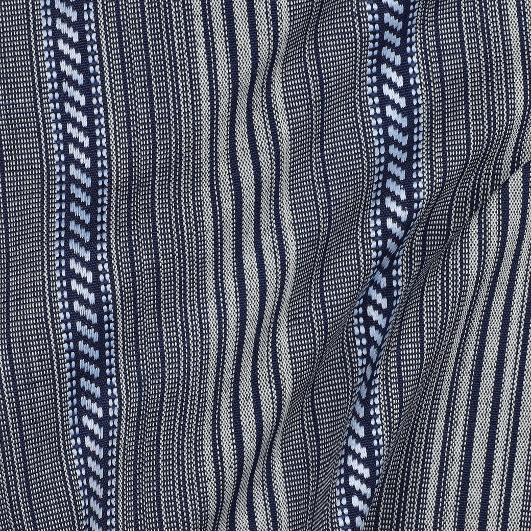 Jacquard yarn dyed strepen mix navy