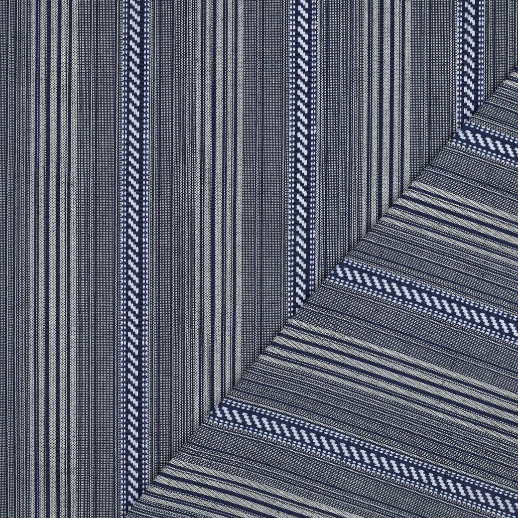 Jacquard yarn dyed strepen mix navy