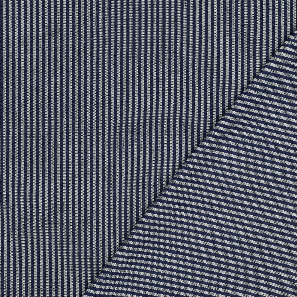 Jacquard yarn dyed strepen navy