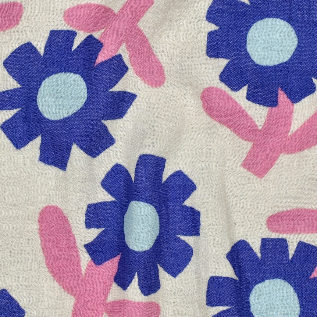 Jennifer Bouron - Hydrofiel organic bloemen naturel/blauw